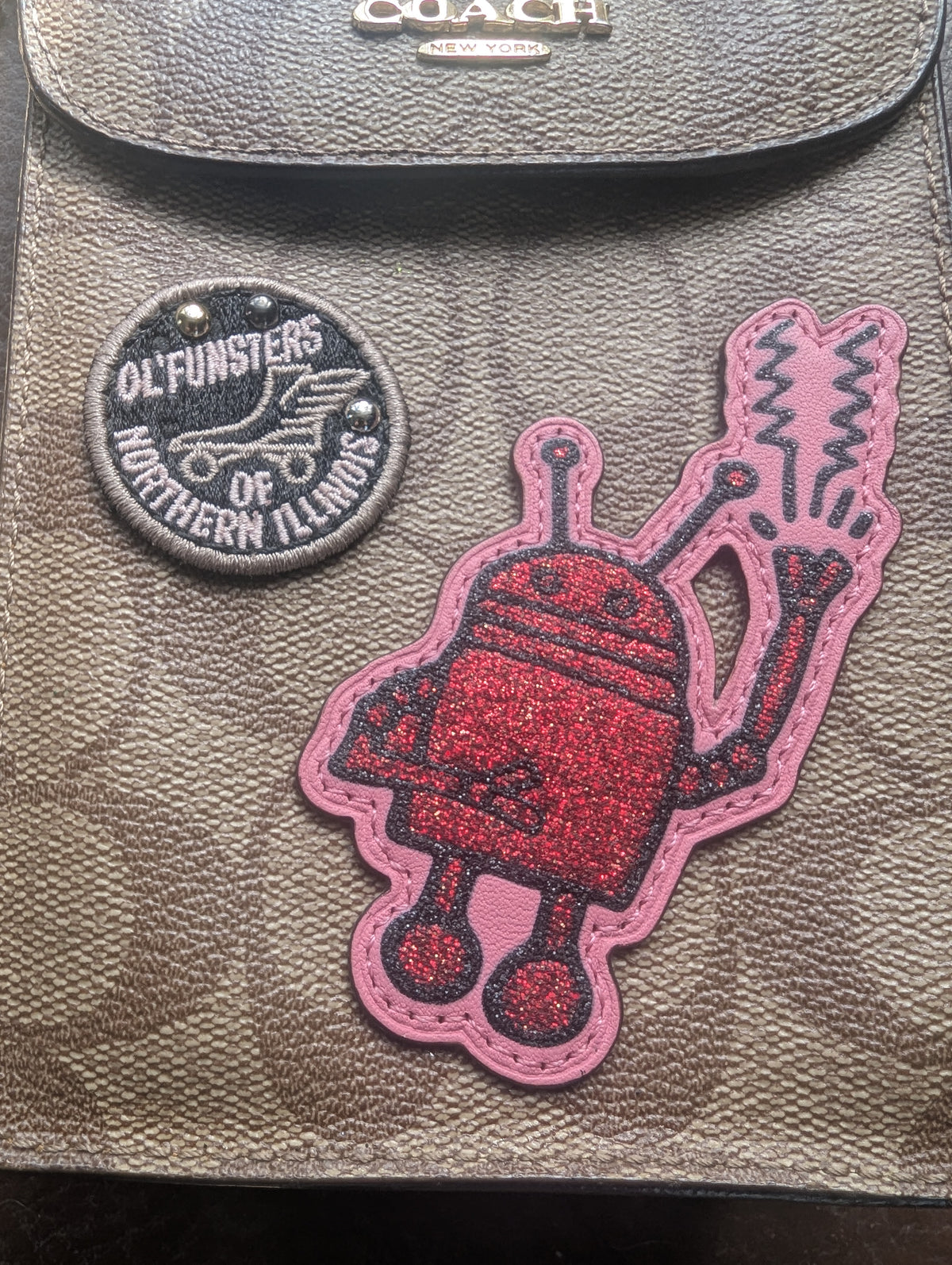 Coach x Keith Haring North/South Phone Crossbody Bag in Signature Canvas with Patches