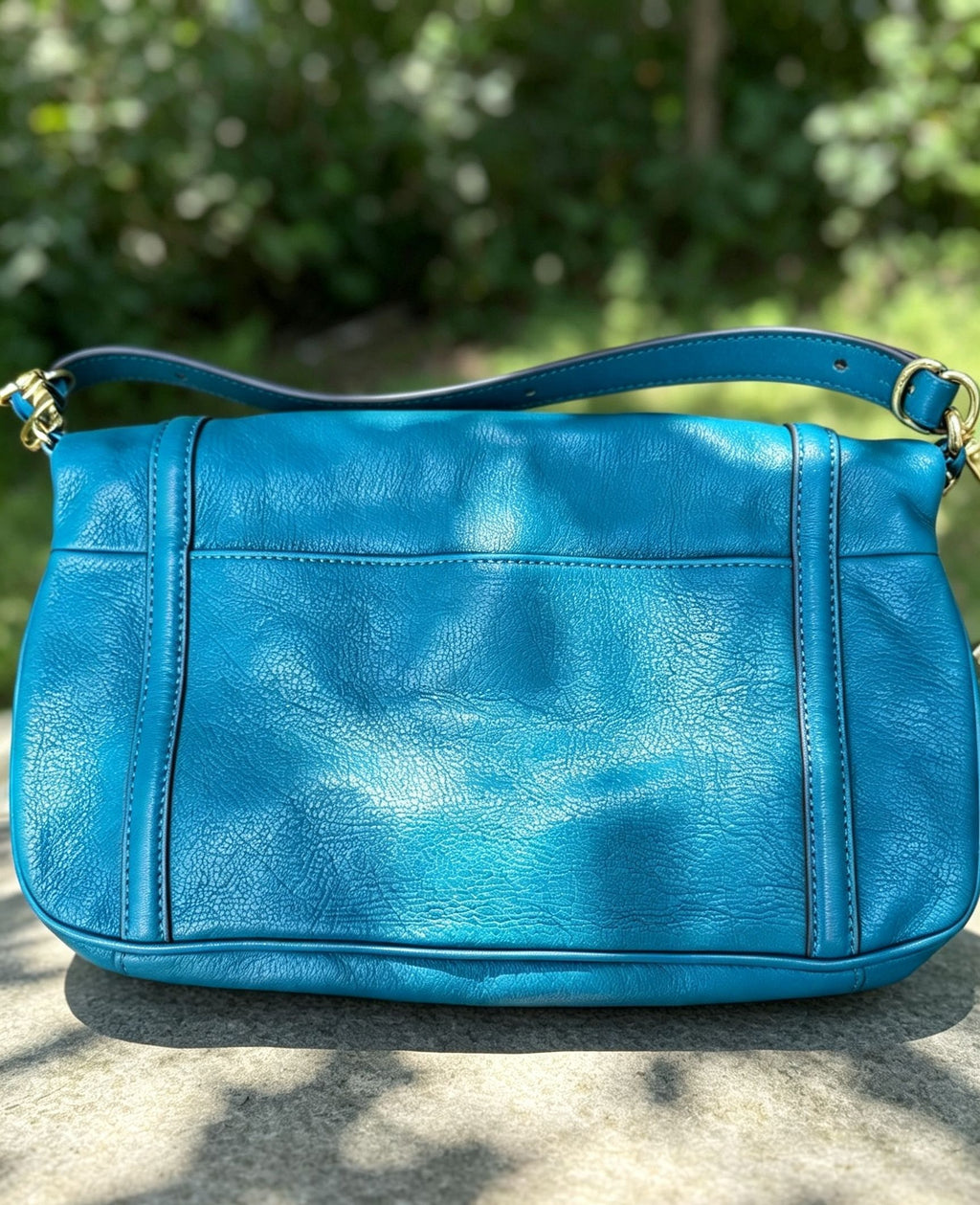 Tory Burch Amanda Foldover Leather Messenger Bag – Electric Eel Blue