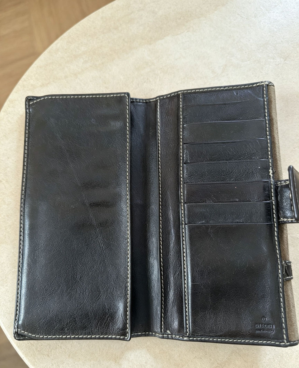 Vintage Gucci Interlocking G Brown Suede Continental Wallet