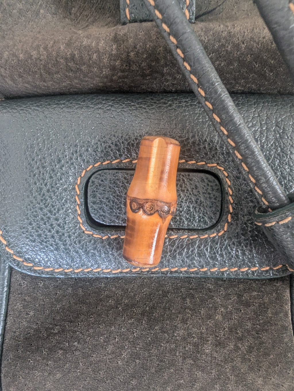 Vintage Gucci Bamboo Mini Backpack in Olive Green Suede – Professionally Restored with New Leather Straps