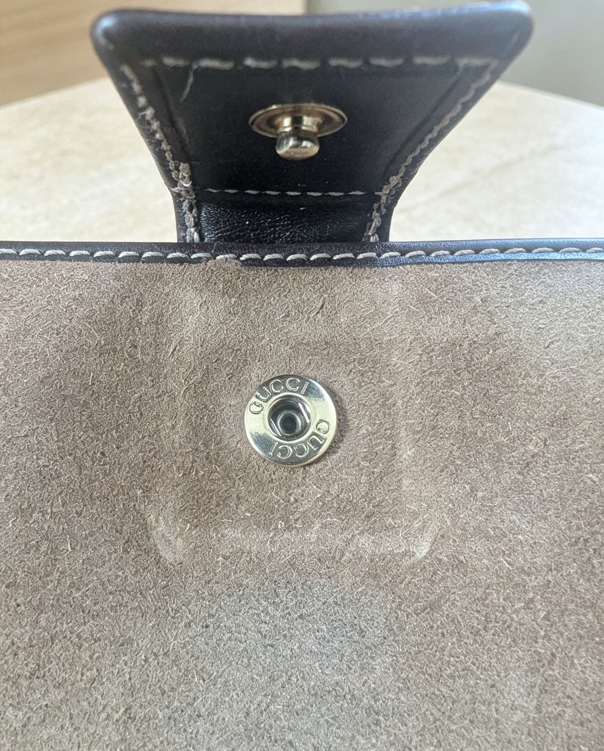 Vintage Gucci Interlocking G Brown Suede Continental Wallet