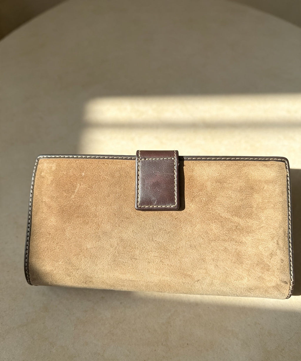 Vintage Gucci Interlocking G Brown Suede Continental Wallet